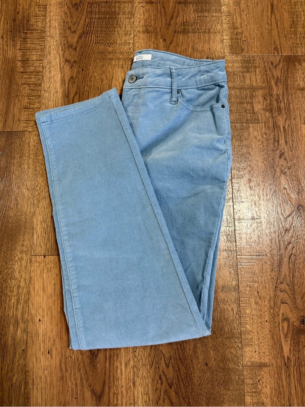 CROFT & BARROW Light Wash Corduroy Mid Rise Straight Jeans 5-Pocket Blue 6